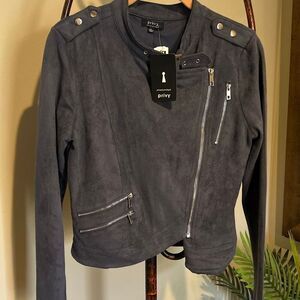 PRIVY Faux Suede Military Jacket Size L